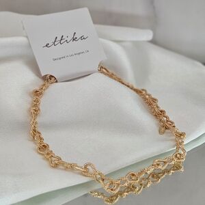 Ettika Necklace 17" Extender Gold Twist Texture Chain Lobster Clasp Gift Boho